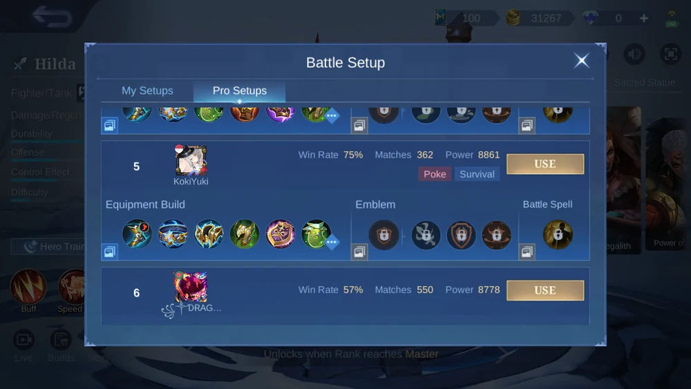 Hilda in-game Pro Setup snapshot 4
