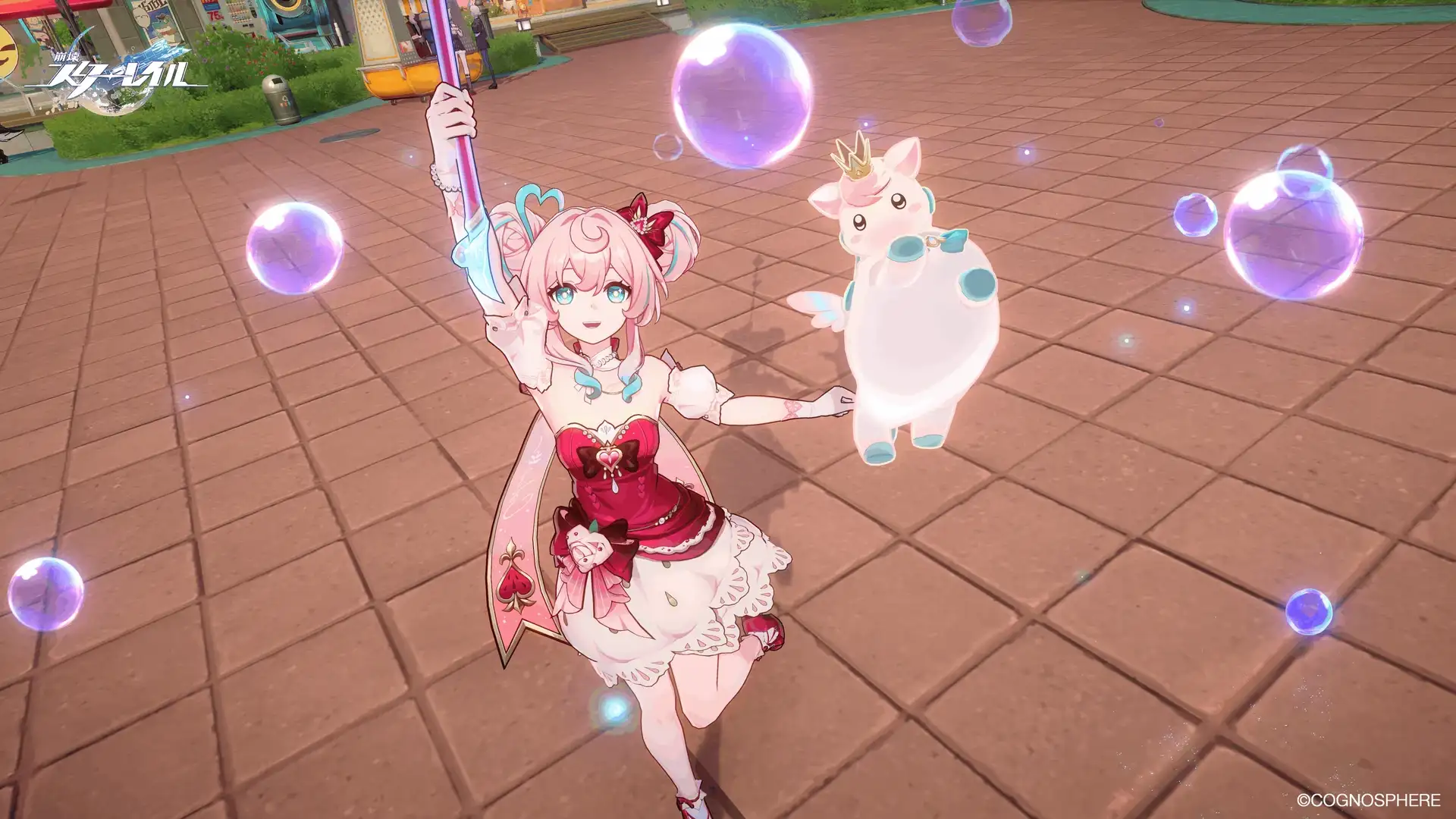 Little Ica matching Hyacine's Warm Cotton Skies outfit