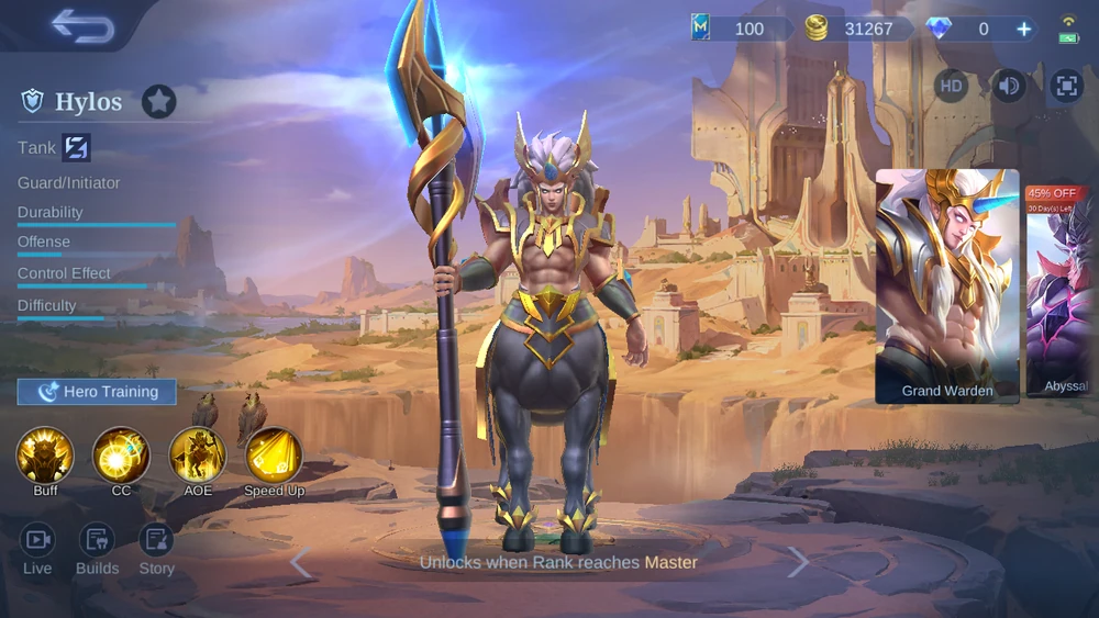 Hylos Tank hero profile in MLBB