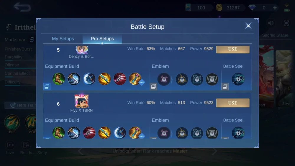 Irithel Pro Setups ranked in-game snapshot 4