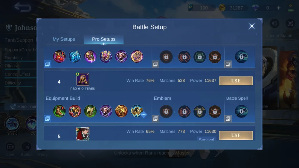 Johnson in-game Pro Setup snapshot 3