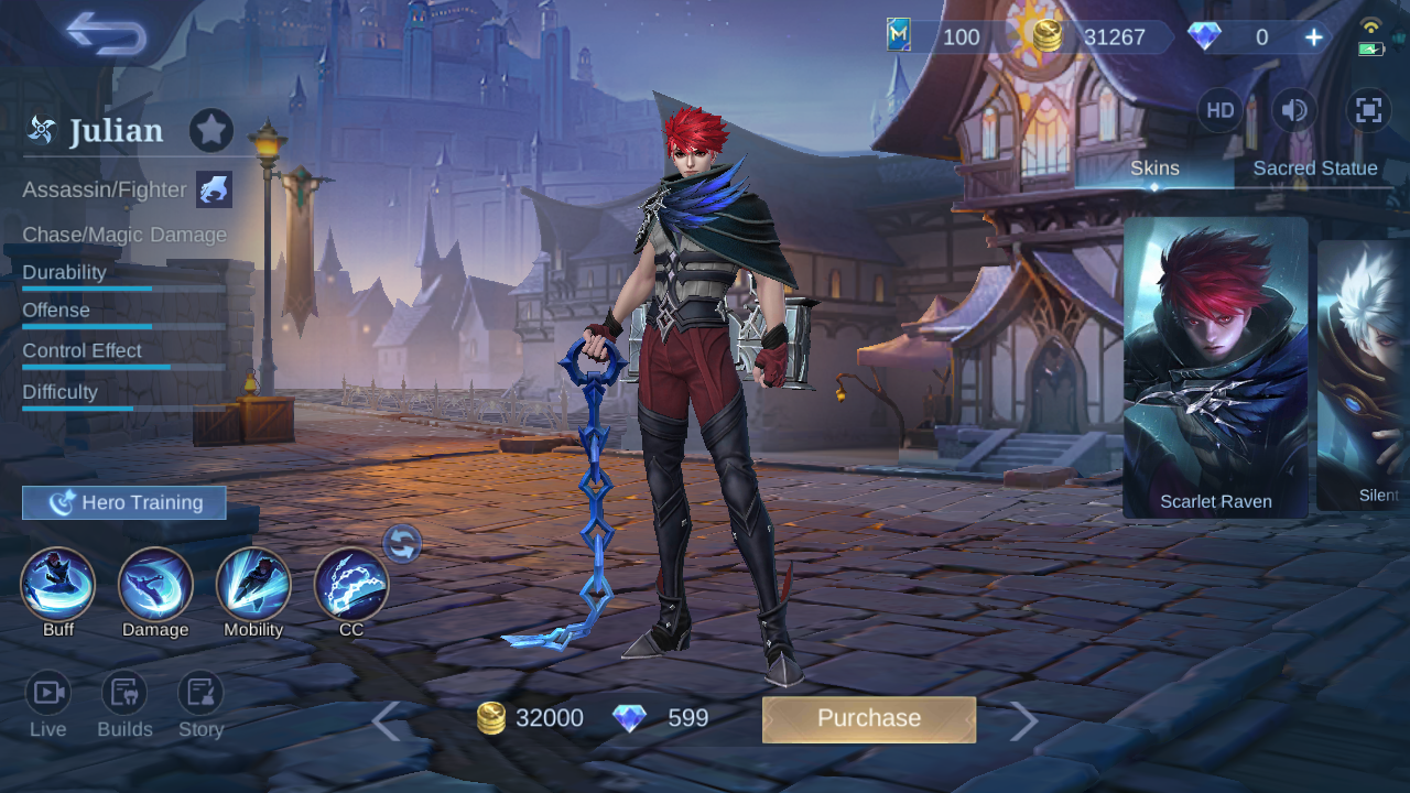 Julian Assassin Fighter hero page in-game