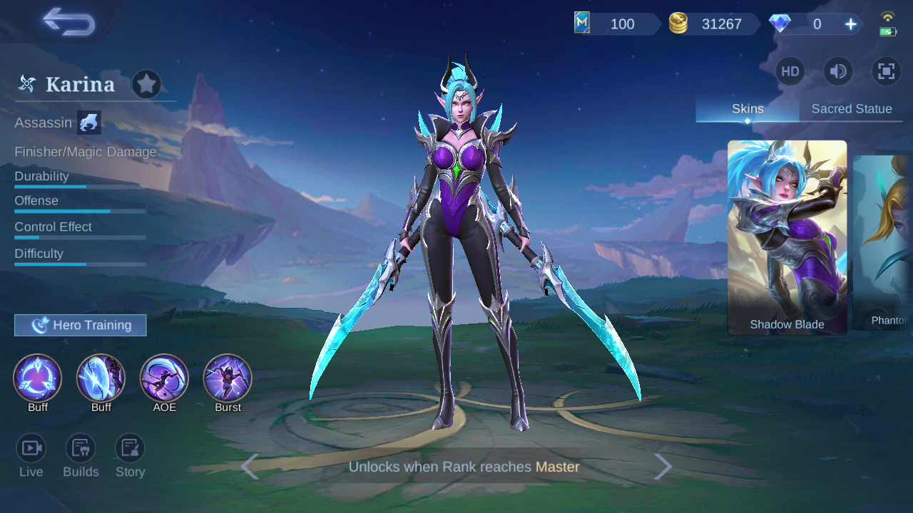 Karina Assassin hero page in-game screenshot