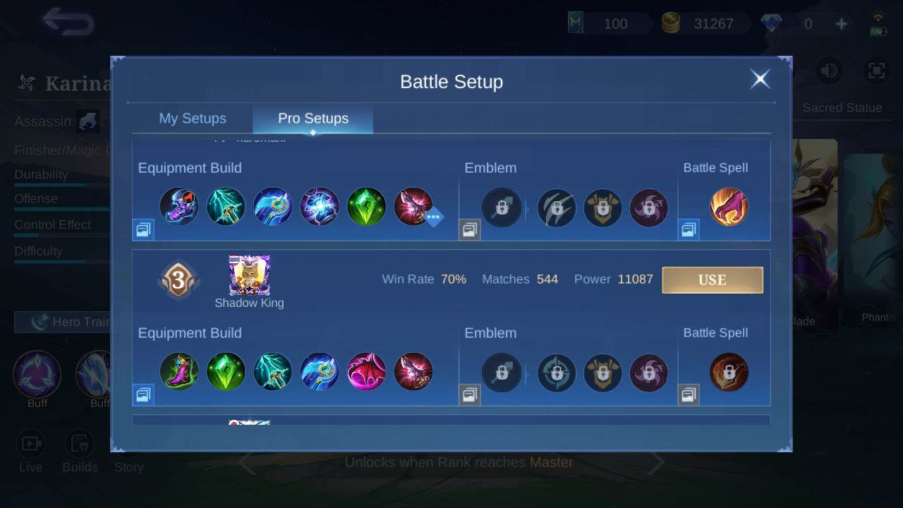 Karina Pro Setup rank 2 in-game build sample