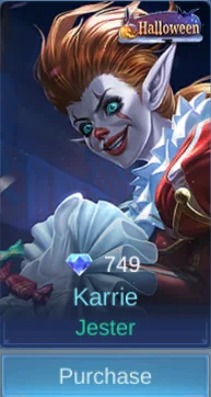 Jester Karrie skin card in-game