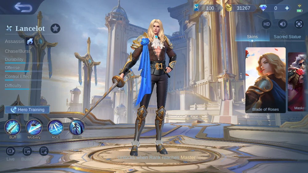Lancelot Assassin hero page in-game screenshot