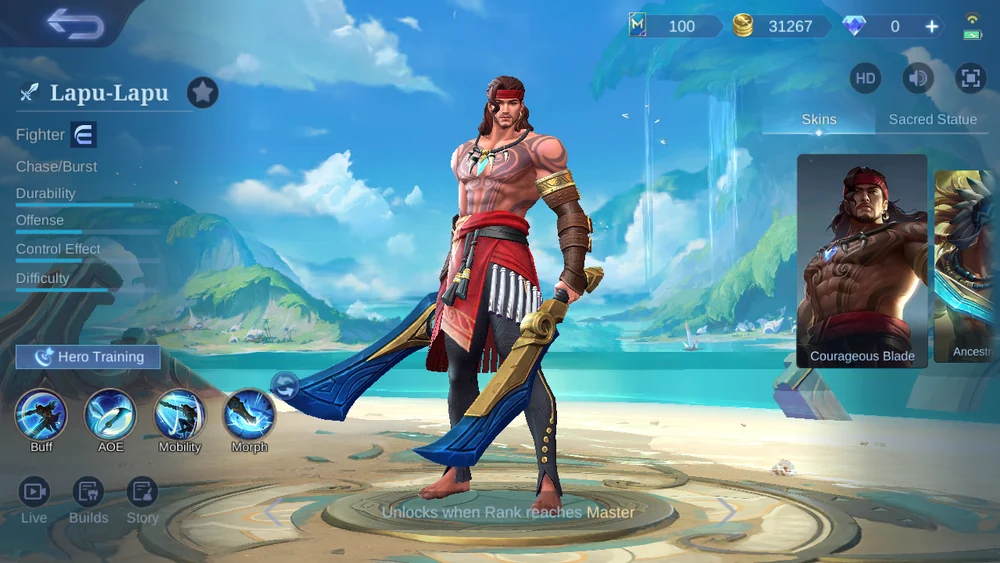 Lapu-Lapu Fighter hero page in-game screenshot