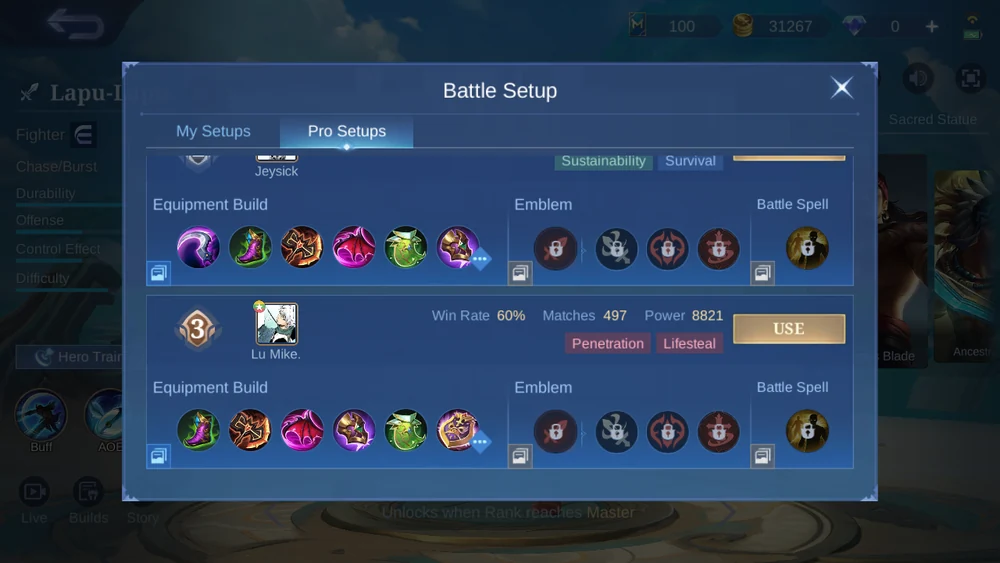 Lapu-Lapu in-game Pro Setup snapshot 2
