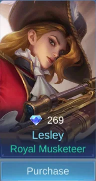 Royal Musketeer Lesley skin card in-game
