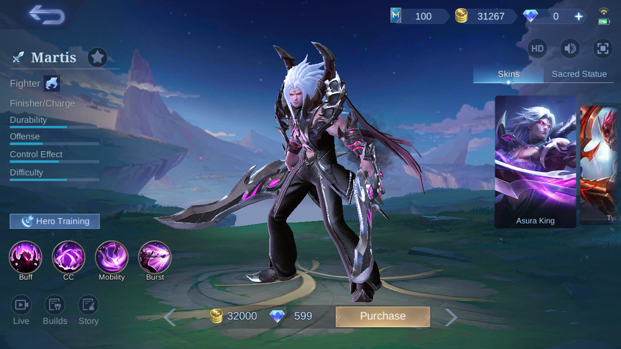 Martis hero page observed in-game