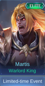 Warlord King Martis skin card in-game