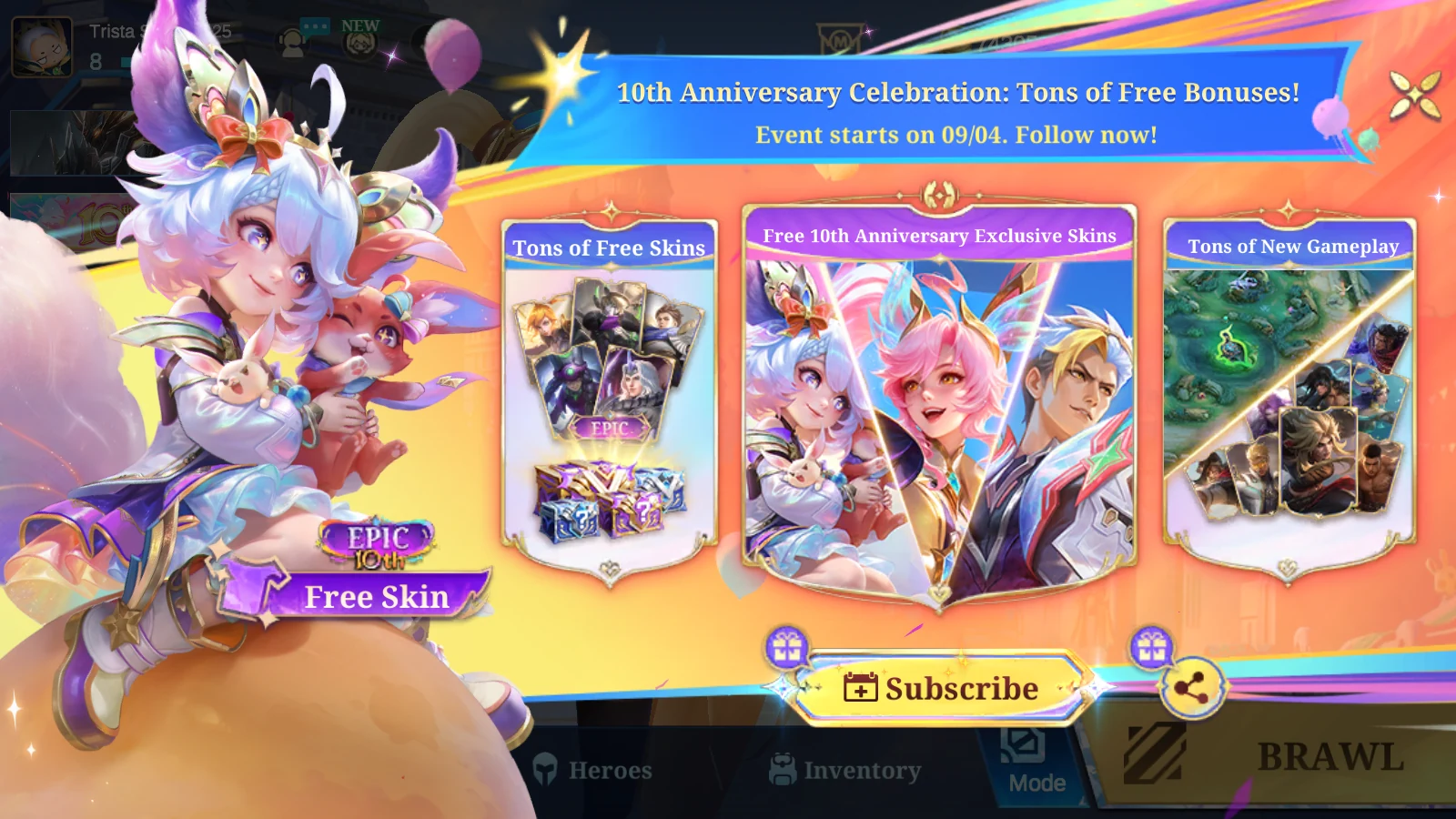 MLBB 10th Anniversary Preview: 09/04 Free Skins and Bonuses