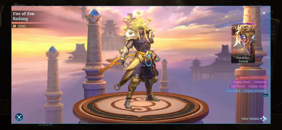 MLBB Badang Fist of Zen Collection Album skin showcase