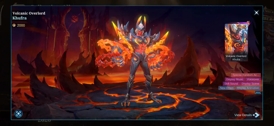 MLBB Khufra Volcanic Overlord Collection Album skin showcase