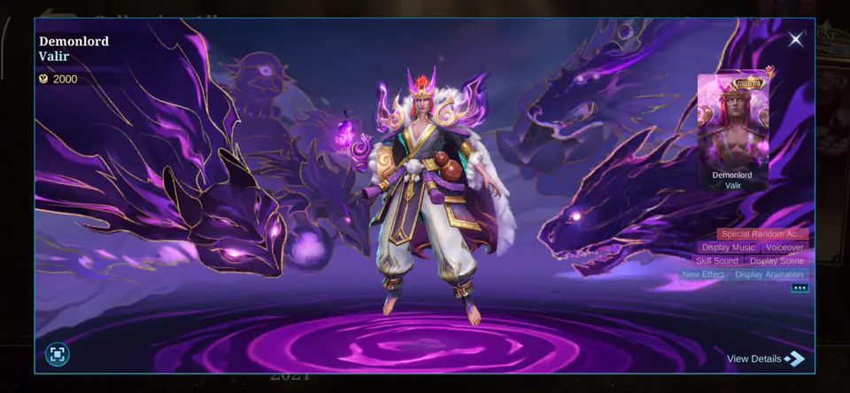 MLBB Valir Demonlord Collection Album skin showcase
