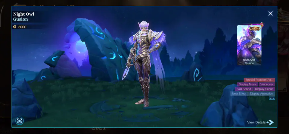 MLBB Gusion Night Owl Collection Album skin showcase