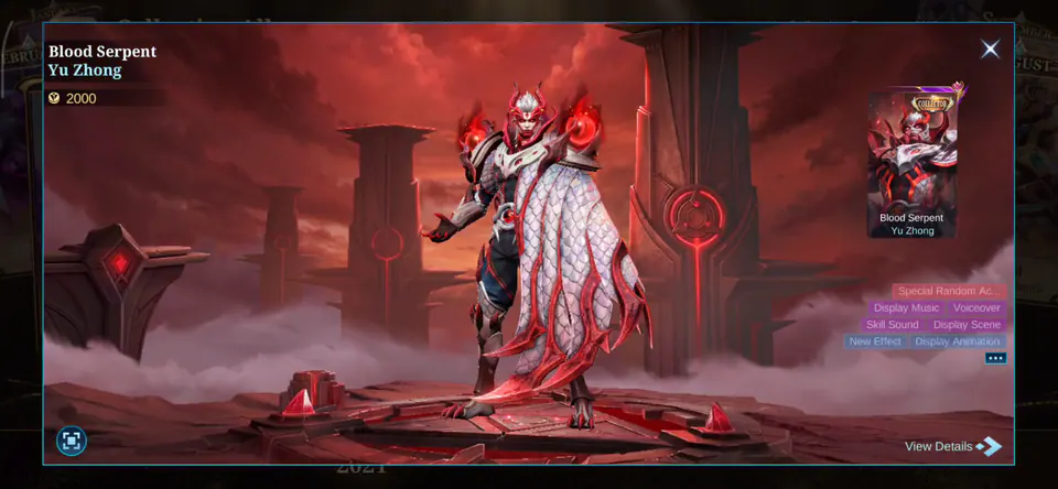 MLBB Yu Zhong Blood Serpent Collection Album skin showcase