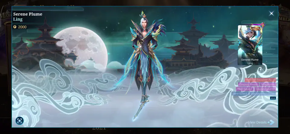 MLBB Ling Serene Plume Collection Album skin showcase