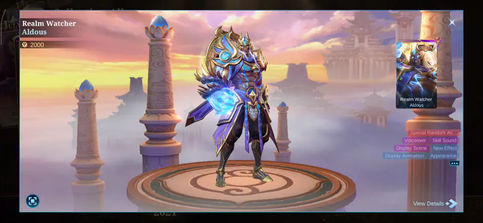 MLBB Aldous Realm Watcher Collection Album skin showcase