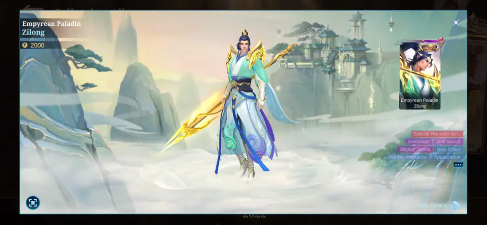 MLBB Zilong Empyrean Paladin Collection Album skin showcase