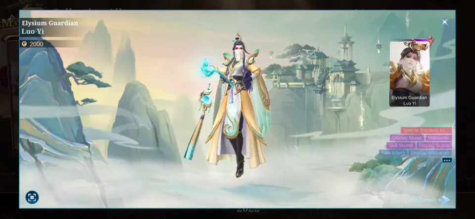 MLBB Luo Yi Elysium Guardian Collection Album skin showcase