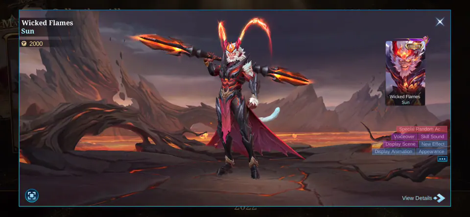 MLBB Sun Wicked Flames Collection Album skin showcase