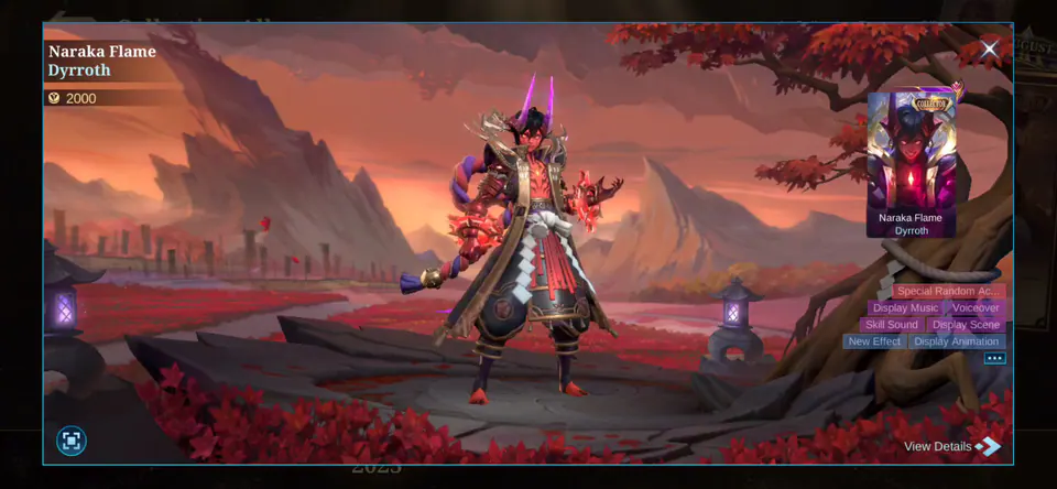 MLBB Dyrroth Naraka Flame Collection Album skin showcase