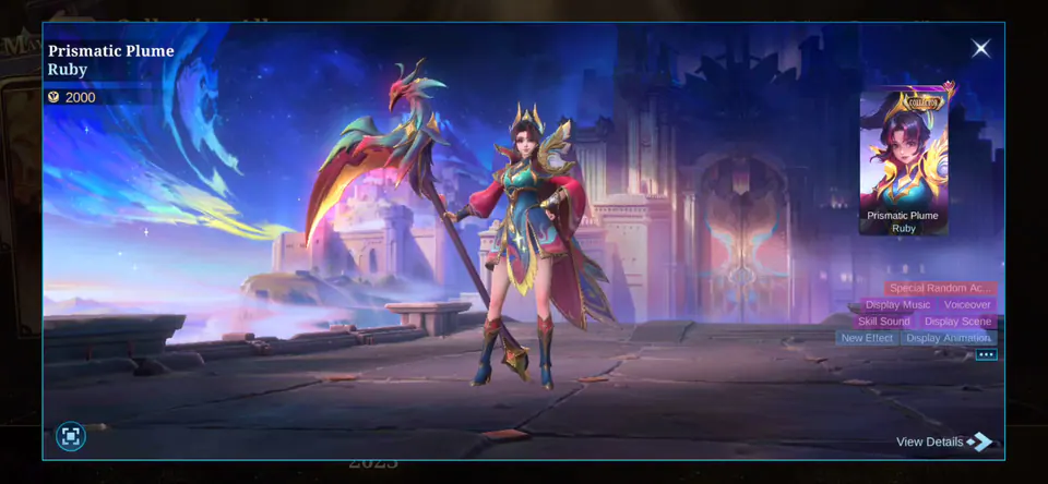 MLBB Ruby Prismatic Plume Collection Album skin showcase
