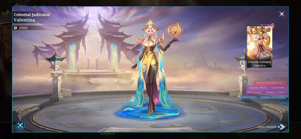 MLBB Valentina Celestial Judicator Collection Album skin showcase