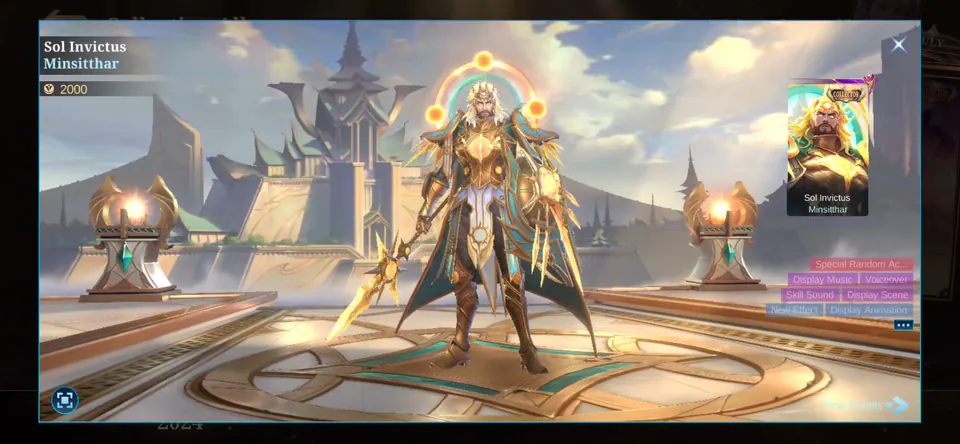 MLBB Minsitthar Sol Invictus Collection Album skin showcase