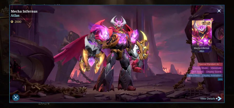 MLBB Atlas Mecha Infernus Collection Album skin showcase