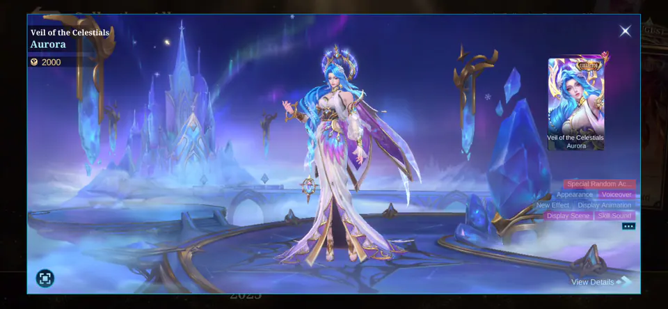 MLBB Aurora Veil of the Celestials Collection Album skin showcase