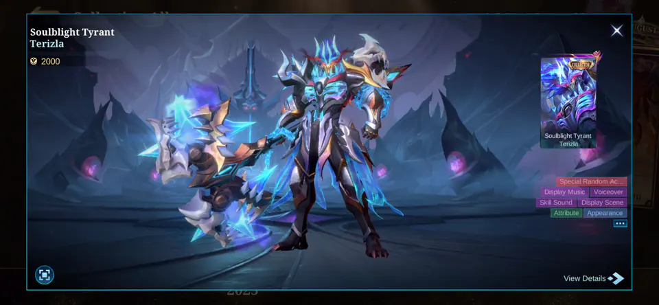 MLBB Terizla Soulblight Tyrant Collection Album skin showcase