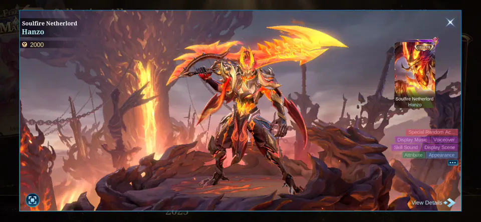 MLBB Hanzo Soulfire Netherlord Collection Album skin showcase