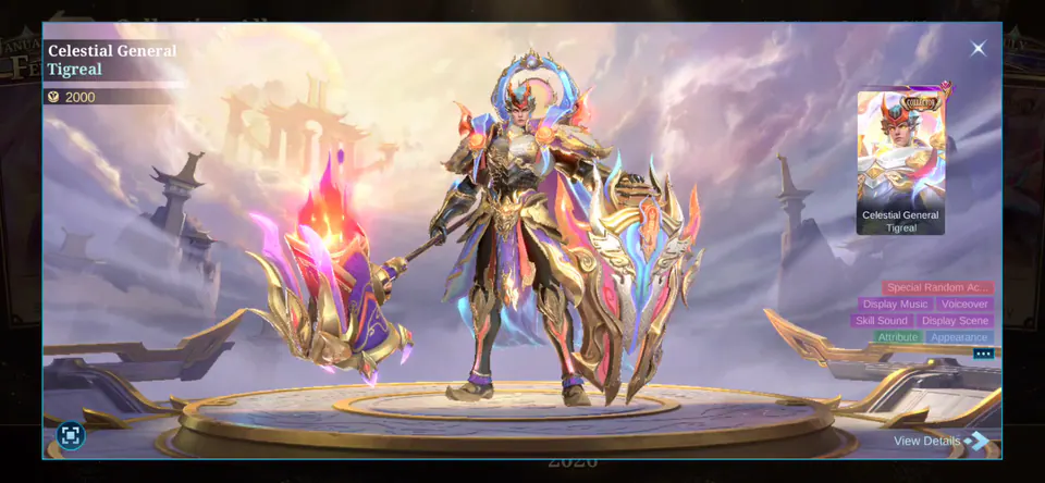 MLBB Tigreal Celestial General Collection Album skin showcase