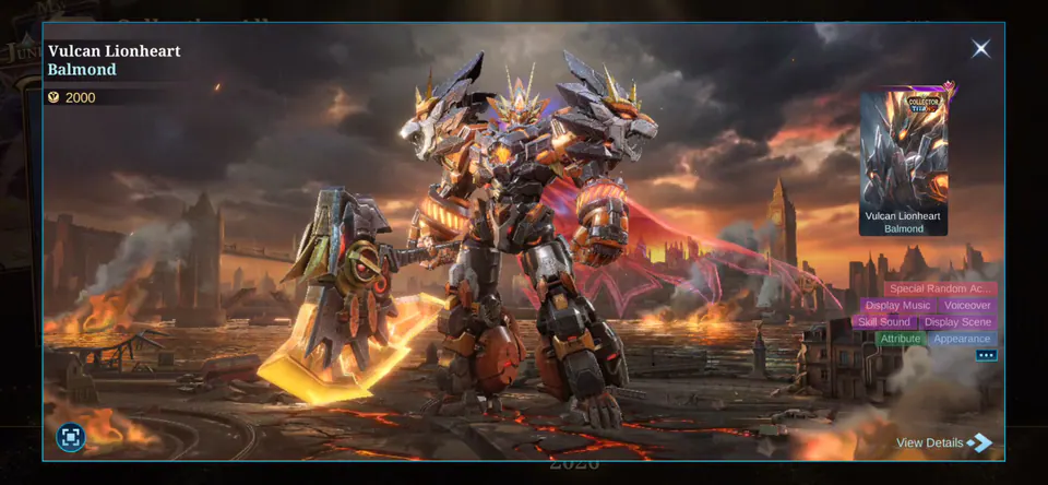 MLBB Balmond Vulcan Lionheart Collection Album skin showcase