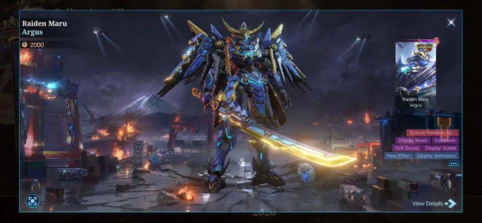 MLBB Argus Raiden Maru Collection Album skin showcase