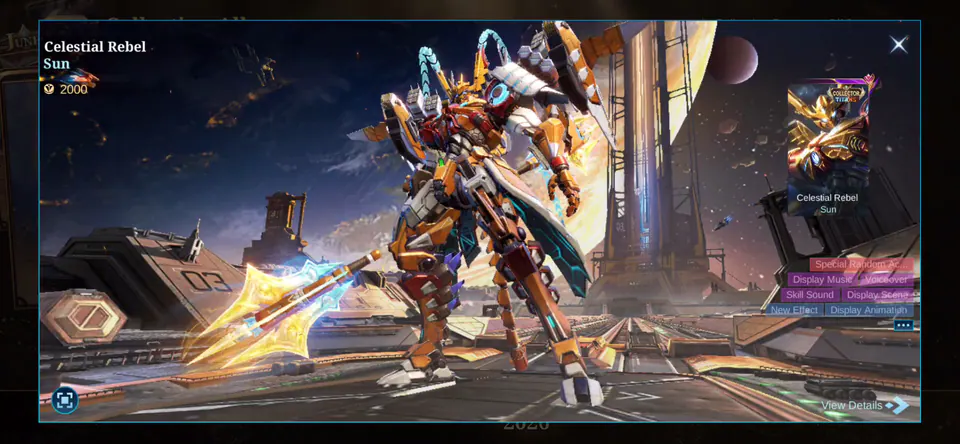 MLBB Sun Celestial Rebel Collection Album skin showcase