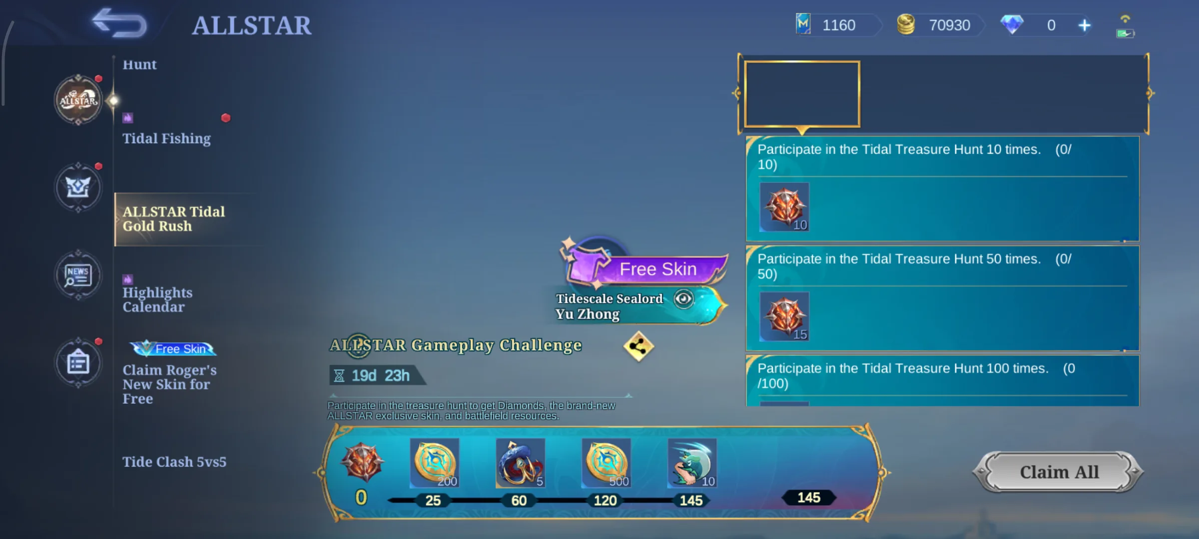 Tidal Gold Rush event module in MLBB