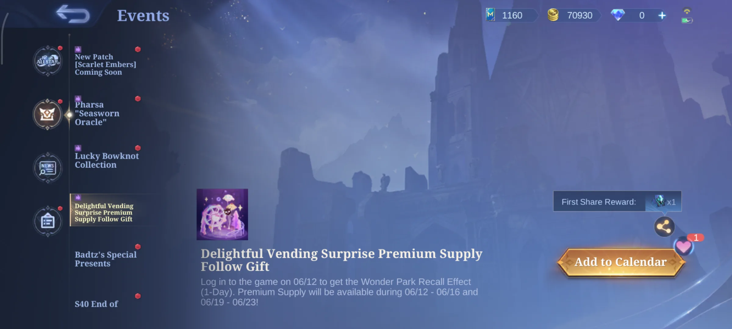 MLBB Vending Premium Supply event module
