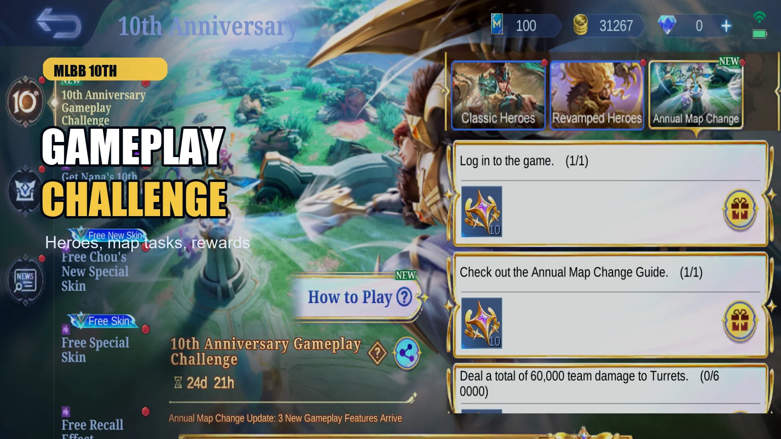 MLBB 10th Anniversary Gameplay Challenge: Heroes, Map Tasks and Rewards