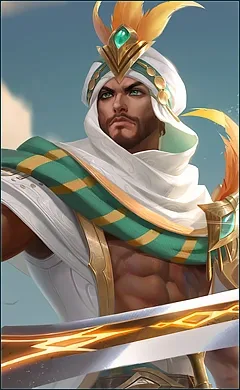Khaleed Desert Scimitar MLBB skin portrait