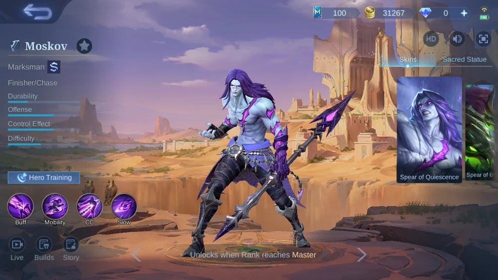 Moskov Marksman hero page in-game screenshot