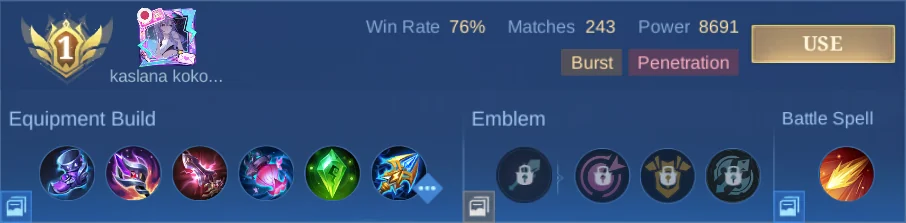 Nana Pro Setup 1 complete ranked build row