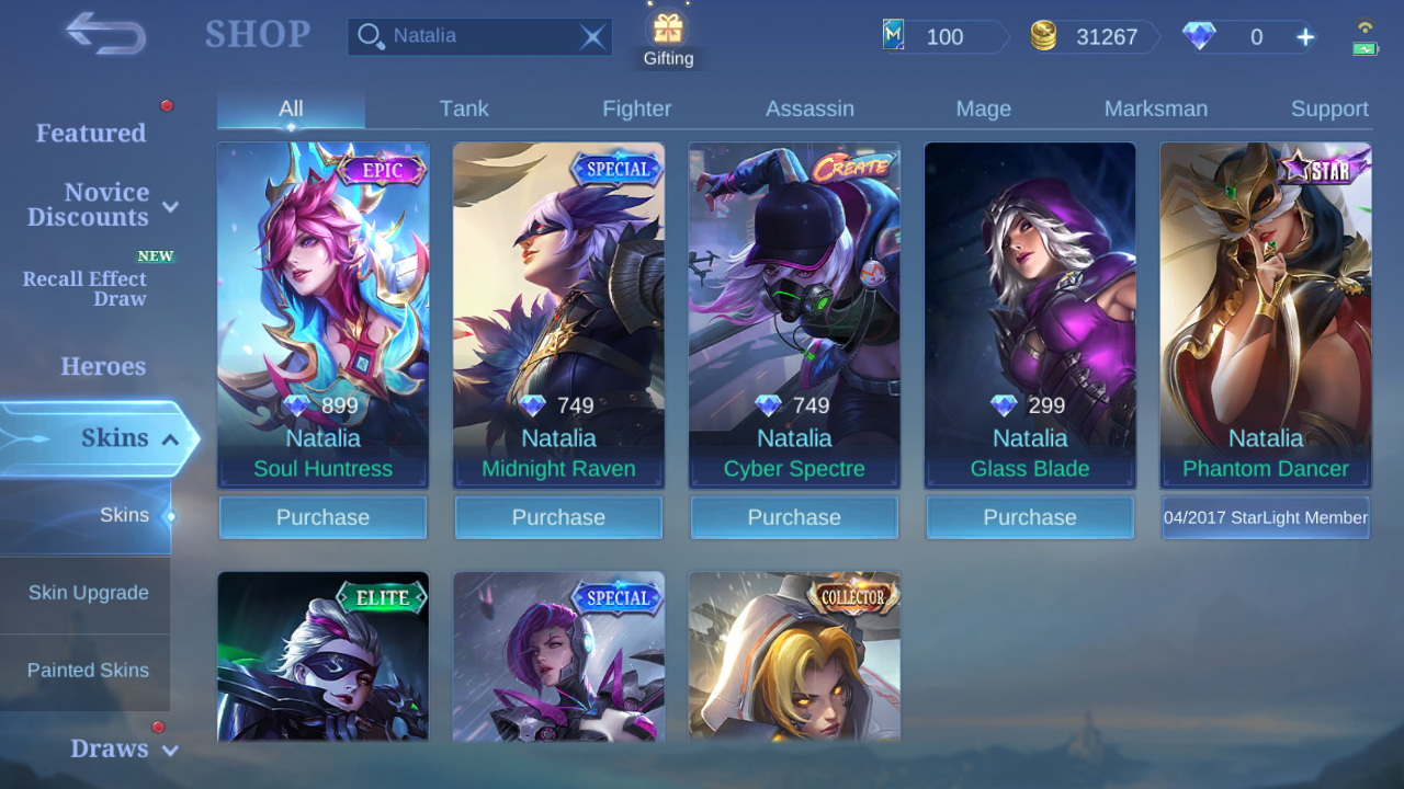 Current in-game Natalia skin Shop snapshot 1