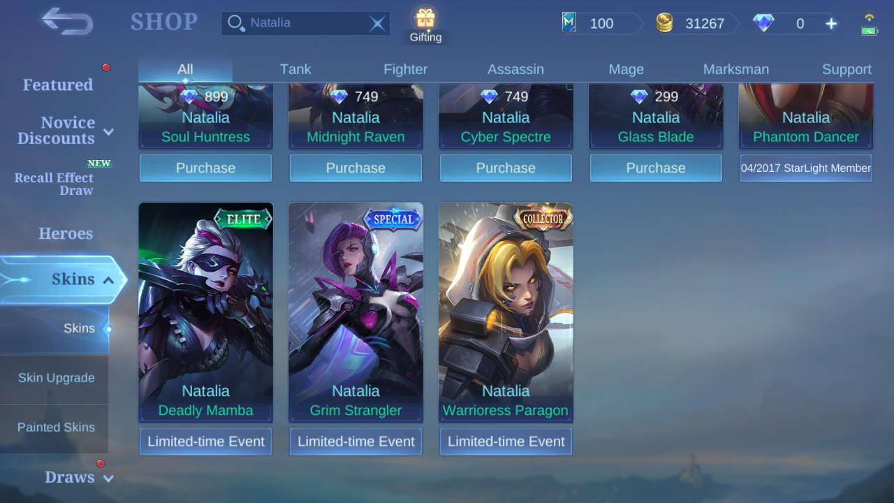 Current in-game Natalia skin Shop snapshot 2