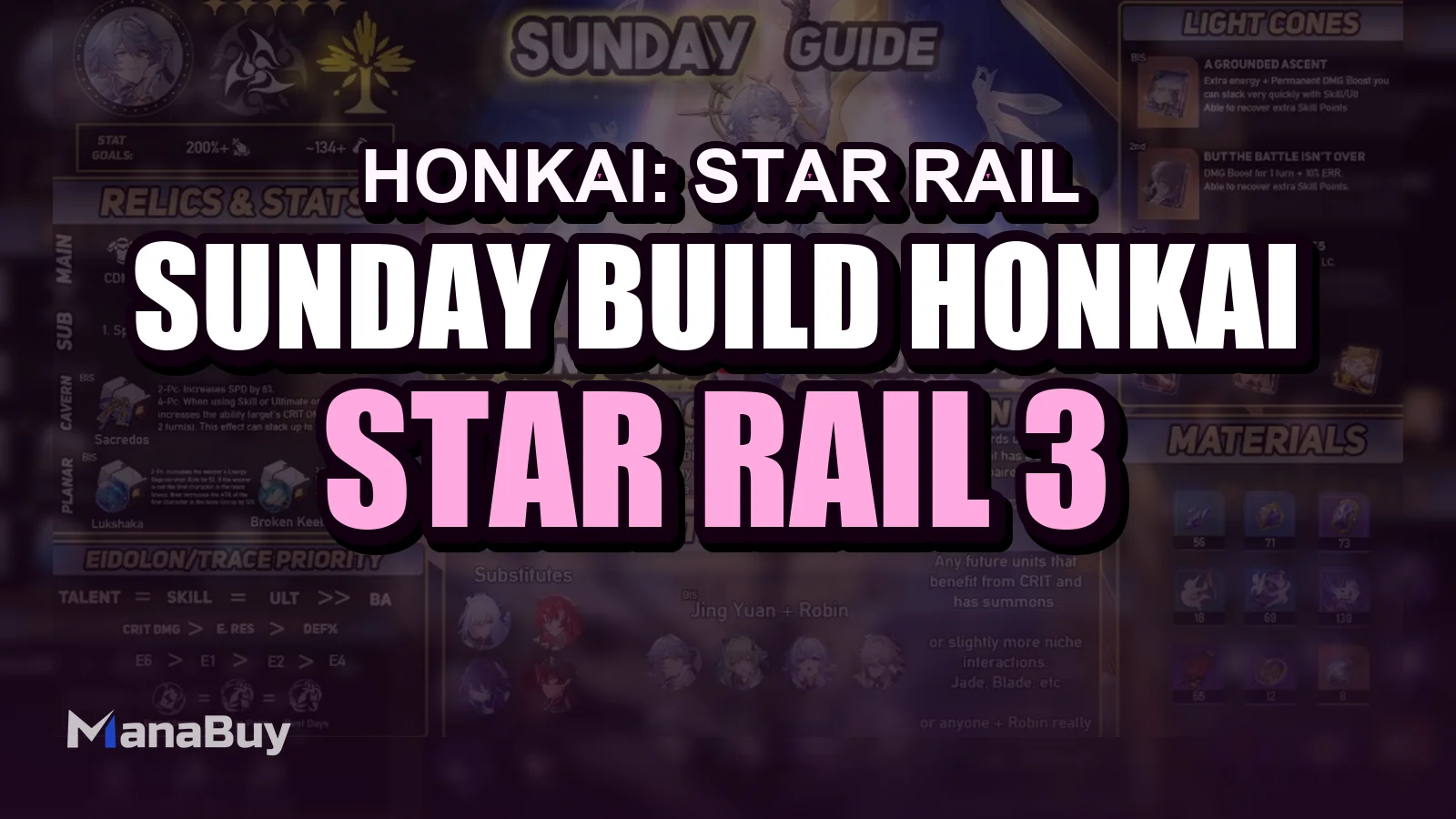 Sunday Build Guide for Honkai: Star Rail 3.8 - Light Cones, Relics and Teams