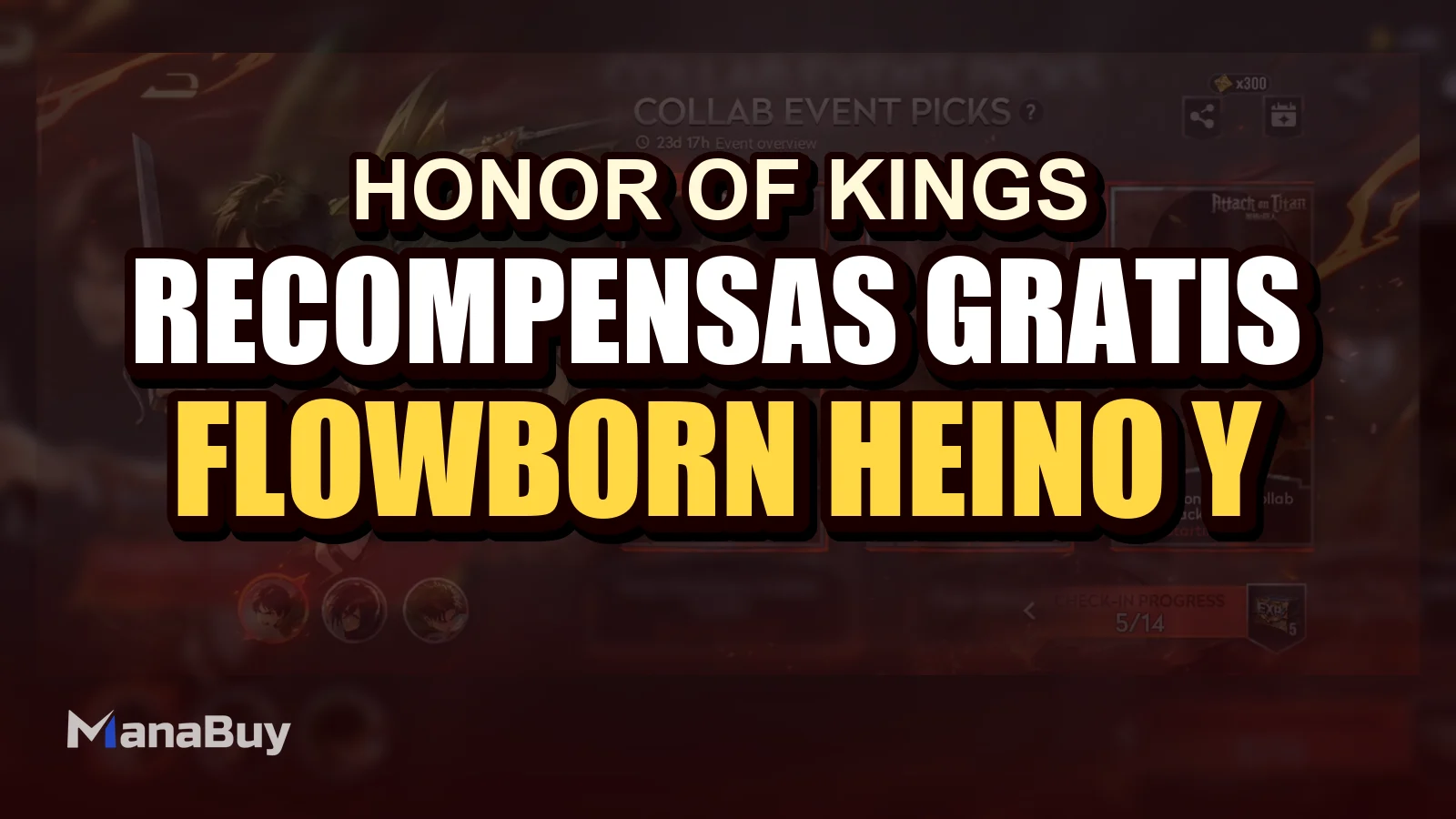 Guía de recompensas gratis HOK x Attack on Titan: Flowborn, Heino y fondo