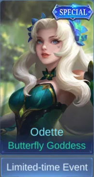 Butterfly Goddess Odette skin card in-game