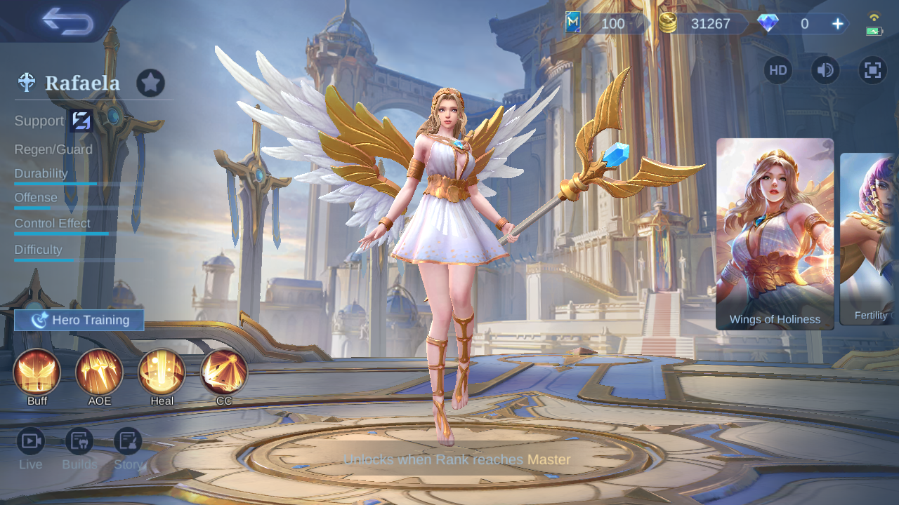 Rafaela hero page in-game screenshot observed on August 8, 2026